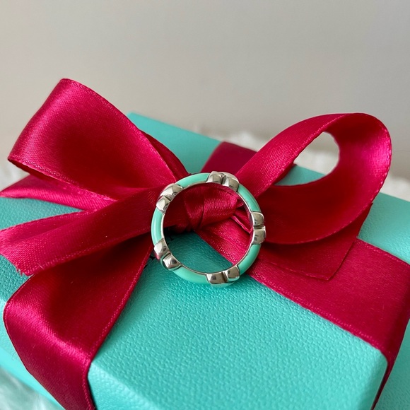 Tiffany and Co. Signature X Ring Blue Enamel Size 7 - Picture 10 of 10